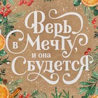 Пакет подарочный новогодний крафтовый вертикальный «Поверь в мечту», MS 18 х 23 х 10 см, Новый год (комплект 2 шт) - фото 22520636