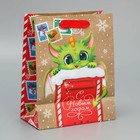 Пакет подарочный новогодний крафтовый вертикальный «Новогодняя почта», MS 18 х 23 х 10 см, Новый год - фото 22520644