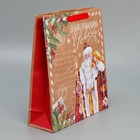 Пакет крафтовый вертикальный «Почта Деда Мороза», M 26 × 30 × 9 см - фото 9606526