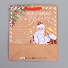 Пакет крафтовый вертикальный «Почта Деда Мороза», M 26 × 30 × 9 см - фото 9606532