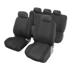 Чехлы на сиденья в автомобиль TORSO Premium, 11 предметов, белая строчка - фото 10873821
