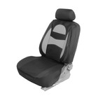 Чехлы на сиденья в автомобиль TORSO Premium, 11 предметов, кожаные вставки, серые вставки - фото 9683916