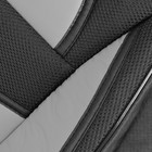 Чехлы на сиденья в автомобиль TORSO Premium, 11 предметов, кожаные вставки, серые вставки - фото 9683920