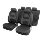 Чехлы на сиденья в автомобиль TORSO Premium, 11 предметов, кожаные вставки, черные вставки - фото 319927728