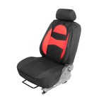 Чехлы на сиденья в автомобиль TORSO Premium, 11 предметов, кожаные вставки, красные вставки - фото 9683934