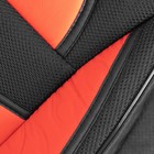 Чехлы на сиденья в автомобиль TORSO Premium, 11 предметов, кожаные вставки, красные вставки - фото 9683938