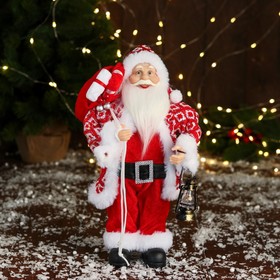 Дед Мороз "В костюме с орнаментом" 28 см, красный