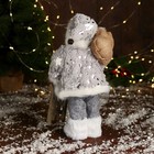 Дед Мороз под ёлку «Зимнее волшебство. Новогодняя игрушка в блестящей шубе», 28 см, серебристый - Фото 3