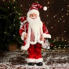 Дед Мороз "В полосатом жилете" музыка шевелит головой, 43 см, красный - фото 4702946