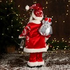 Дед Мороз "В полосатом жилете" музыка шевелит головой, 43 см, красный - Фото 3
