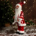Дед Мороз "В полосатом жилете" музыка шевелит головой, 43 см, красный - Фото 4