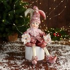 Новогодний шут «В нарядном костюмчике» музыка шевелит головой, 46 см, сиреневый - Фото 1