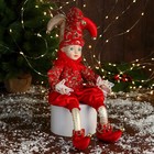 Новогодний шут «В нарядном костюмчике» музыкальный, шевелит головой, 46 см, красный - Фото 2