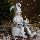 Новогодний шут «В нарядном костюмчике» музыка шевелит головой, 46 см, белый - Фото 2