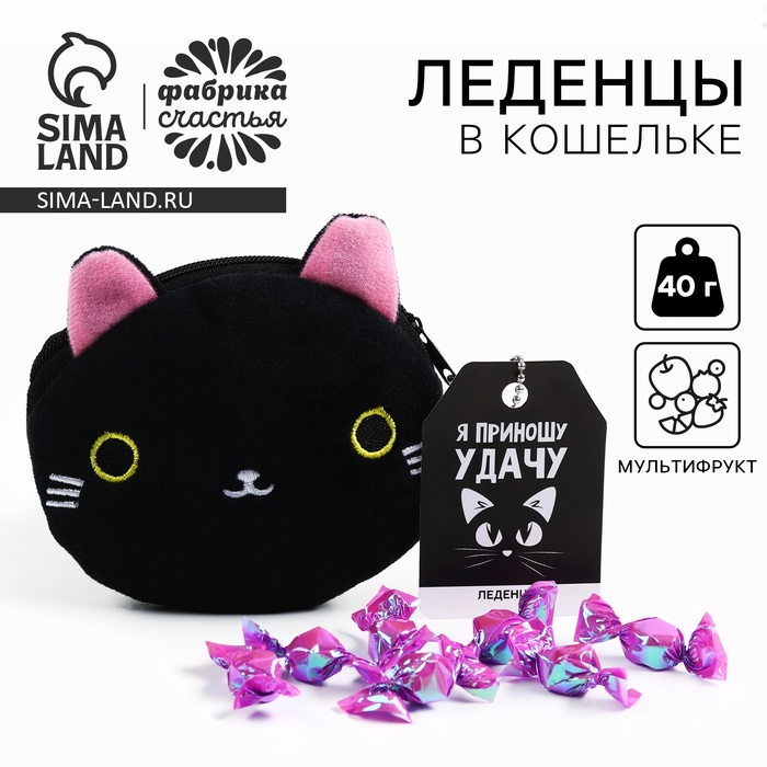 Леденцы «Приношу удачу» в кошельке, со вкусом винограда, 40 г - Фото 1