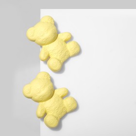 Серьги пластик «Мишки» со смайликами, цвет жёлтый