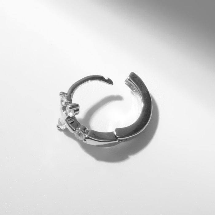 Пирсинг в ухо (хеликс) "Крестик", d=8мм, цвет белый в серебре