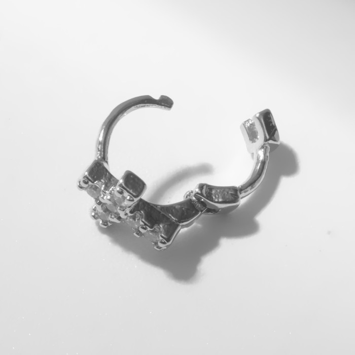 Пирсинг в ухо (хеликс) "Крестик", d=8мм, цвет белый в серебре
