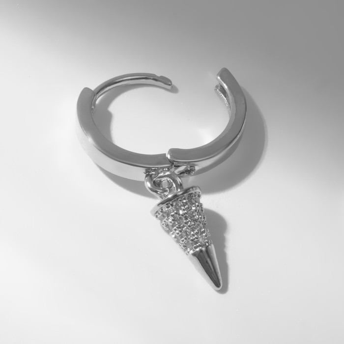 Пирсинг в ухо (хеликс) "Шип", d=8мм, цвет белый в серебре