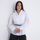 Ремень жен 04-01-01-04, 2,2*0,2*110 см, гвоздик, пряжка золото, серо-голубой - фото 806057985