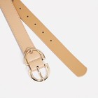 Ремень женский, ширина 3 см, винт, пряжка металл, цвет бежевый - фото 22581041