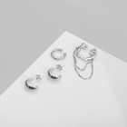 Набор серьги и каффы «Классика», цвет серебро - Фото 3