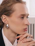 Набор серьги и каффы «Классика», цвет серебро - Фото 2