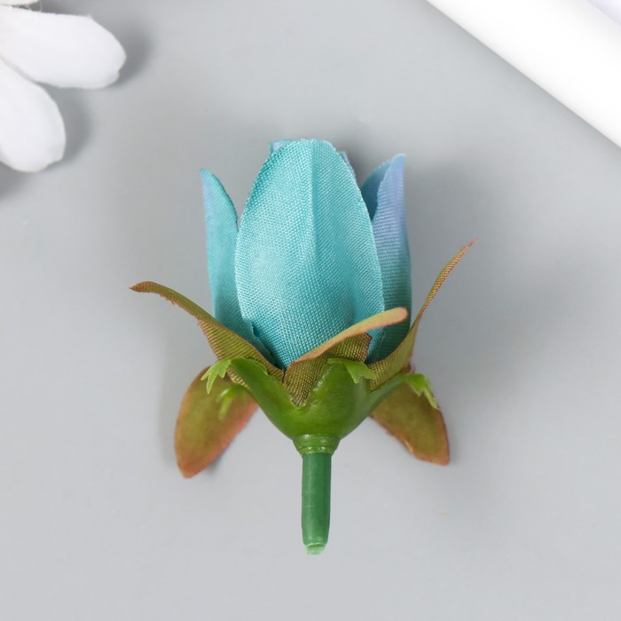 Бутон на ножке для декорирования "Роза Мондиаль" голубая 1,7х3 см
