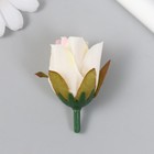 Бутон на ножке для декорирования "Роза Мондиаль" бело-розовая 1,7х3 см - фото 319769128