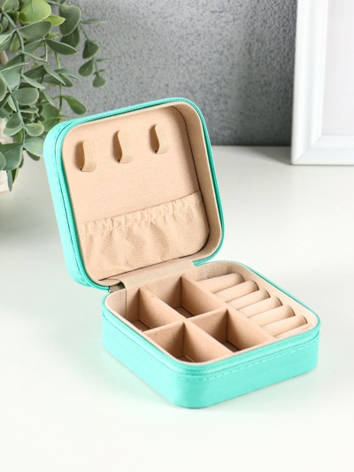 Шкатулка, 10.5×10.5×5 см, голубая