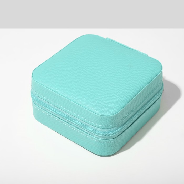 Органайзер для хранения украшений «Шкатулка портативная», 10,5×10,5×5 см, цвет голубой - фото 1900487153