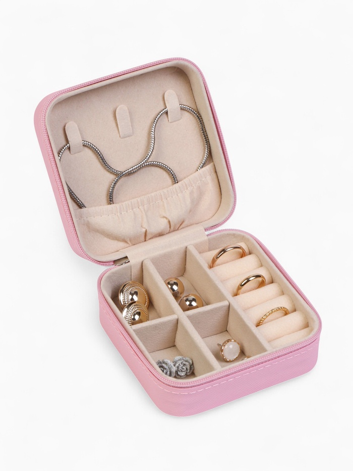 Шкатулка для украшений, 9.5×9.5×4.5 см, розовая - Фото 1