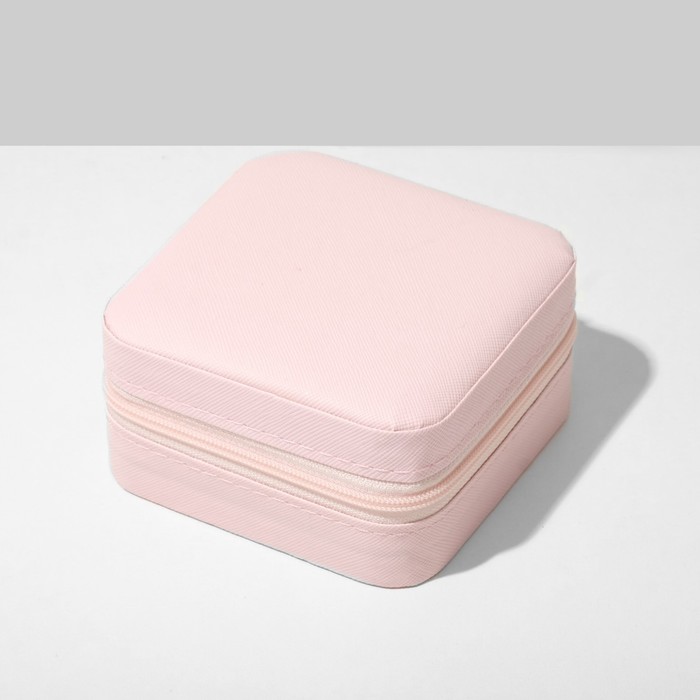 Органайзер для хранения украшений «Шкатулка портативная», 10,5×10,5×5 см, цвет розовый - фото 1901958587