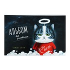 Альбом для рисования A4, 12 листов на скрепке "Аниме кот", обложка мелованный картон, УФ-лак, блок 120 г/м2 - фото 923473