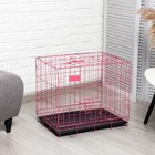Клетка для собак 61 х 42 х 50 см, розовая - фото 10878649