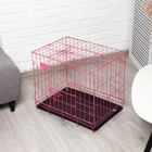 Клетка для собак 61 х 42 х 50 см, розовая - Фото 3