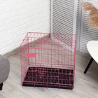 Клетка для собак 61 х 42 х 50 см, розовая - Фото 4