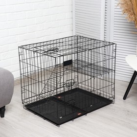 Клетка для собак и кошек, двухъярусная 70 х 50 х 60 см, чёрная