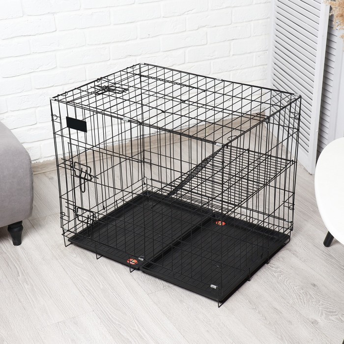 Клетка для собак и кошек, двухъярусная 70 х 50 х 60 см, чёрная