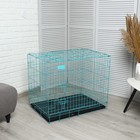 Клетка с люком для собак и кошек, 85 х 60 х 70 см, синяя - фото 18498527