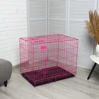 Клетка с люком для собак и кошек, 85 х 60 х 70 см, розовая - фото 18498541