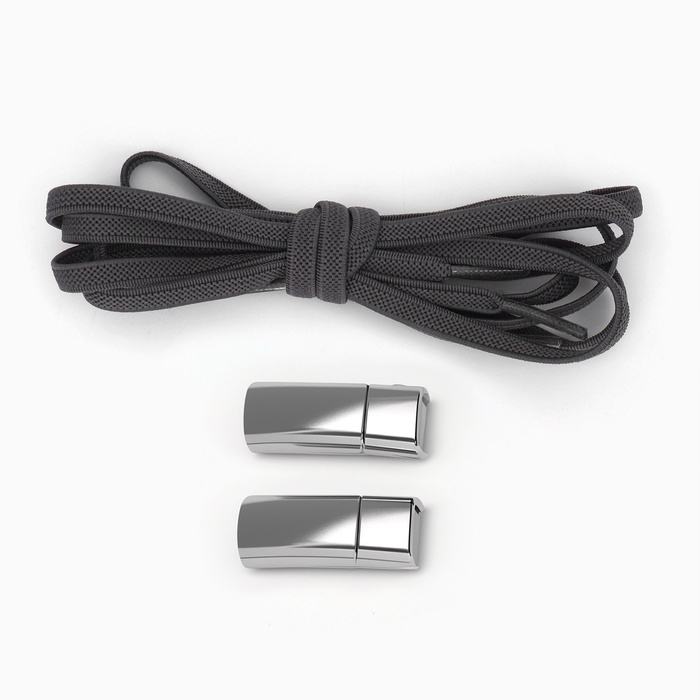 Шнурки для обуви, пара, с плоским сечением и фиксатором, 100 см, цвет серый