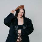 Берет кожаный, песочный, р-р 56 см - фото 25374512