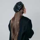 Кожаный берет, цвет черный, р-р 56см - фото 23944749