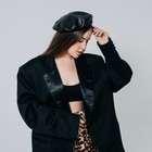 Кожаный берет, цвет черный, р-р 56см - фото 22962140