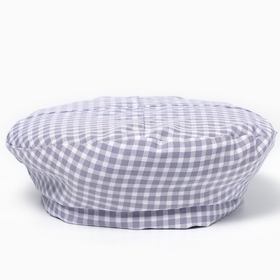 Берет в клетку, серый, р-р 56 см