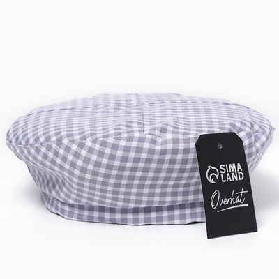 Берет в клетку, серый, р-р 56 см