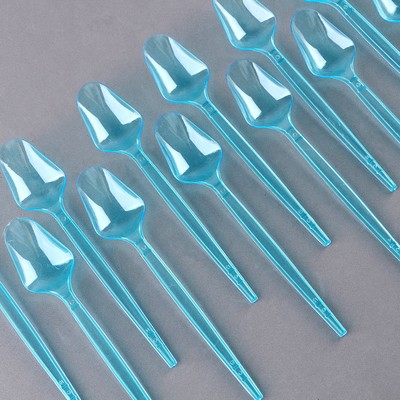 Ложки пластиковые, в наборе 12 шт., цвет синий