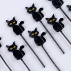 Шпажки «Кот», в наборе 12 шт., цвет чёрный - фото 10879010