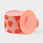 Кружка с силиконовой крышкой Доляна «Клубника», 350 мл, керамика, розовая - Фото 4